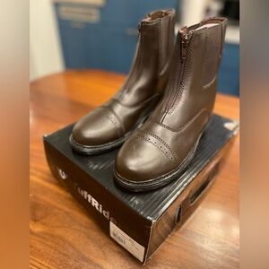 Tuffrider Ladies Starter Zip Paddock Boots Size 7 Brown Faux Leather Riding Barn